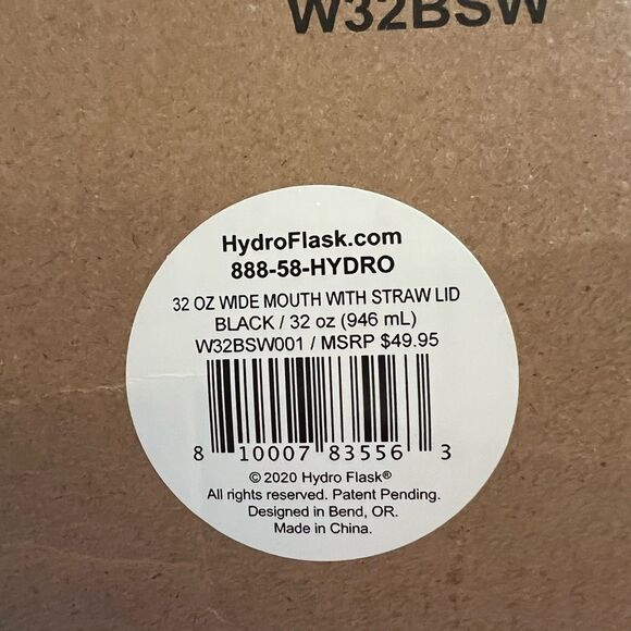 Hydro Flask 32oz Wide Mouth Flex Straw Insulated Water Bottle Black Handle NIB - Picture 5 of 9